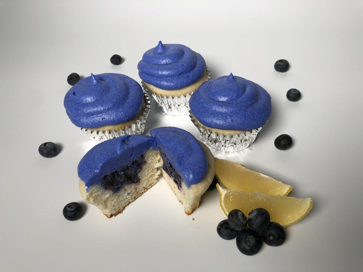 CBD Lemon Cupcake with Blueberry Pie Filling